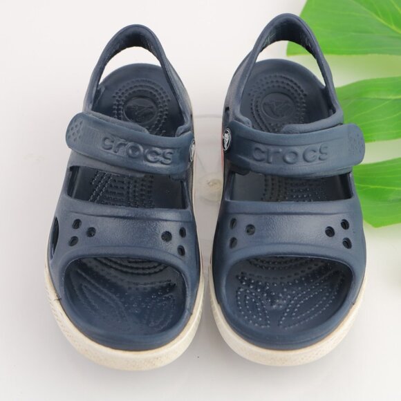 CROCS Boys Crocband II Sandal Size C 11 Big Kid 5y+ Navy Blue Adjustable Strap - Picture 3 of 11